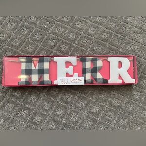 NWT Sleigh Hill Trading co MERRY Banner Christmas Plaid Holiday Decor 6ft